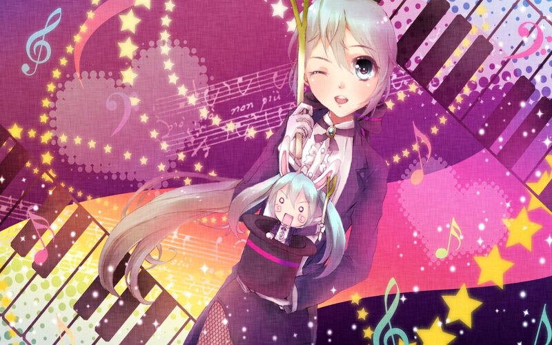 Anime Girl with Rabbit — Purple, Magical