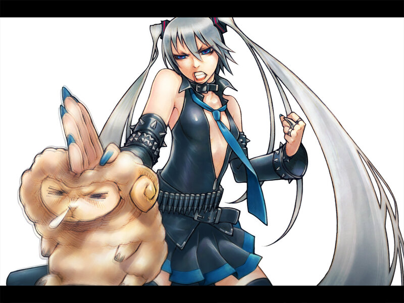 anime girl with rabbit