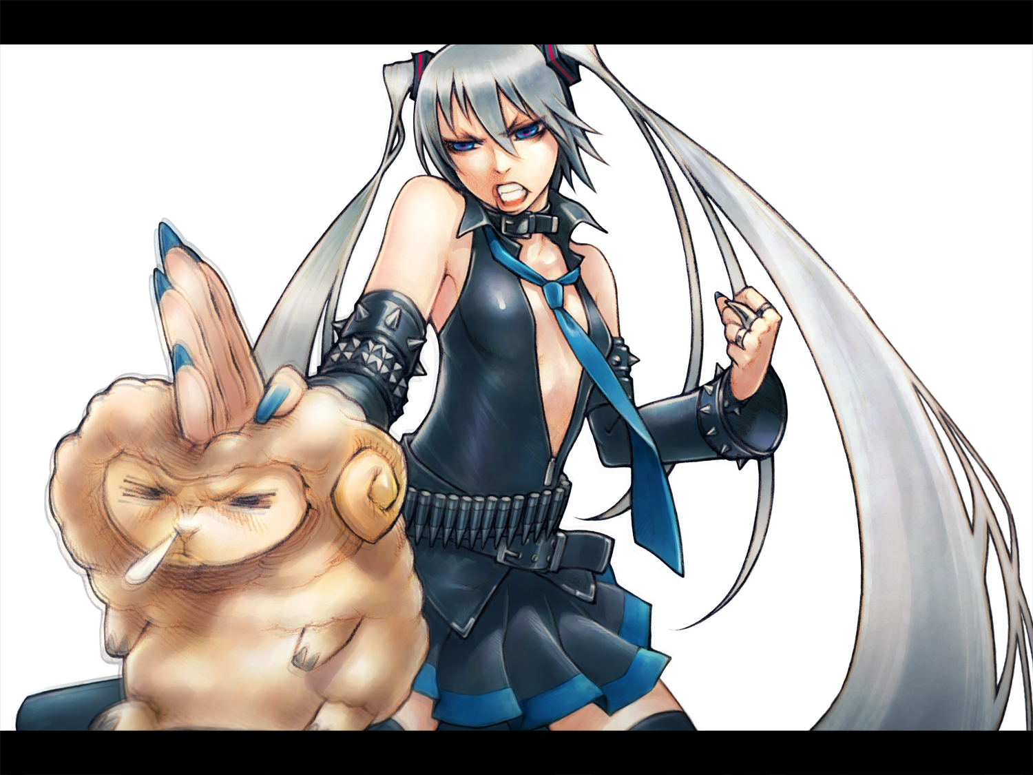 anime girl with rabbit