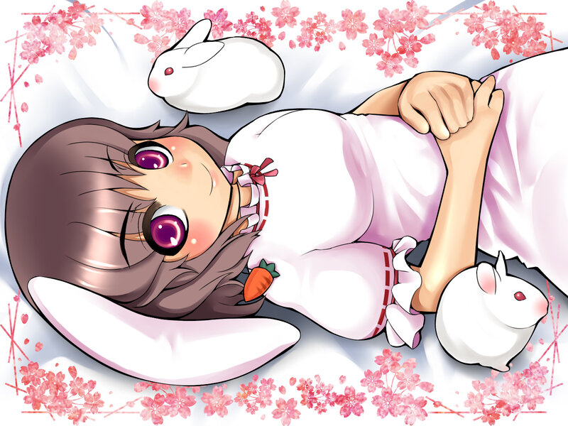 Anime girl with rabbits