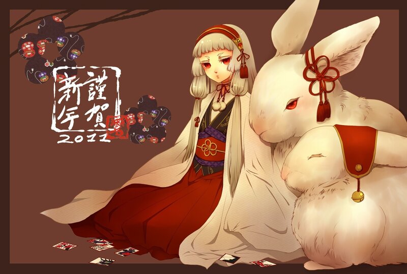 Anime girl with rabbits