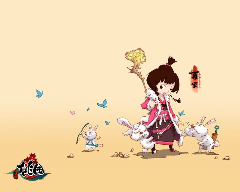 Anime girl with rabbits