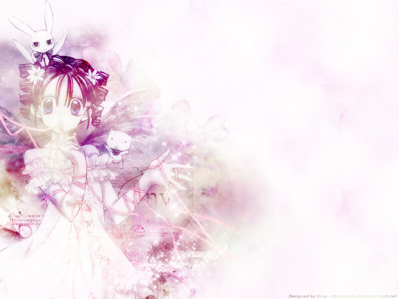 Anime Girl with Rabbits — Purple