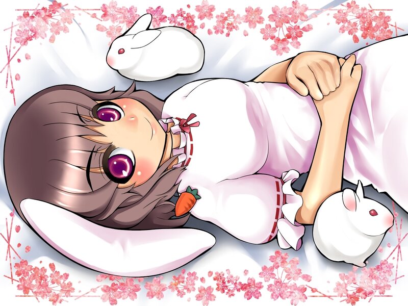 Anime girl with rabbits