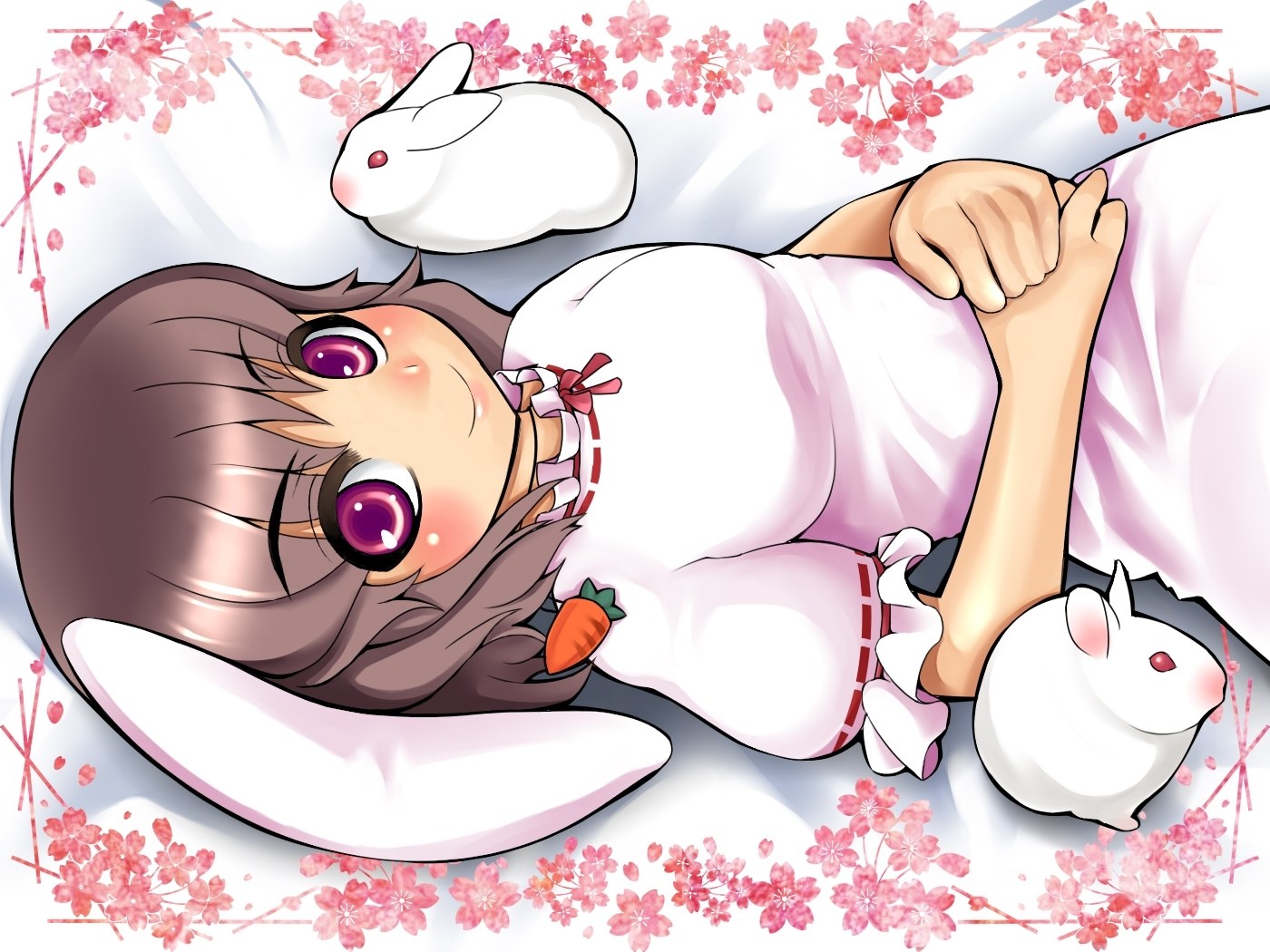 Anime girl with rabbits
