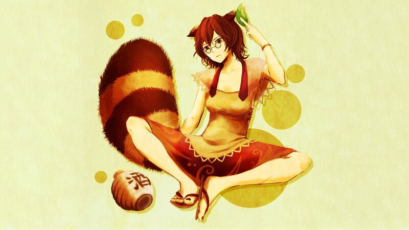 anime girl with raccoon tail