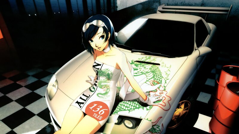 anime girl with race car