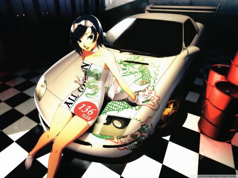 Anime girl with race car