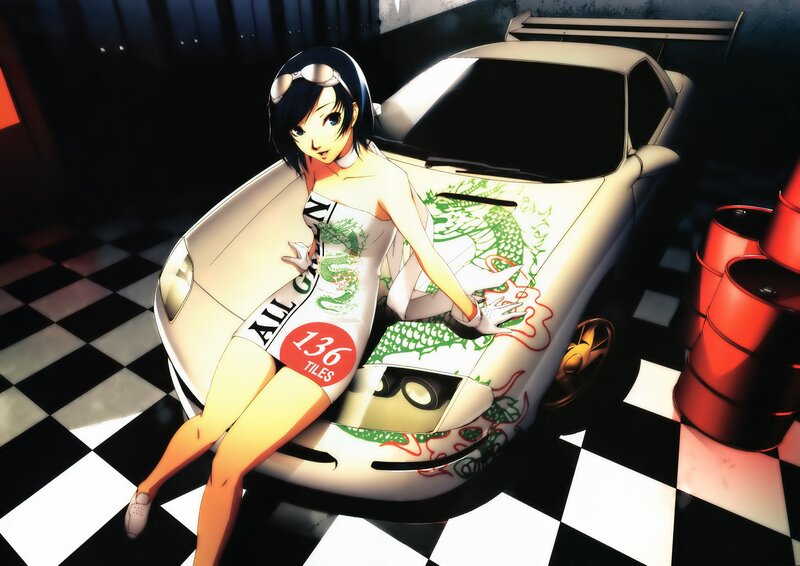 Anime girl with race car