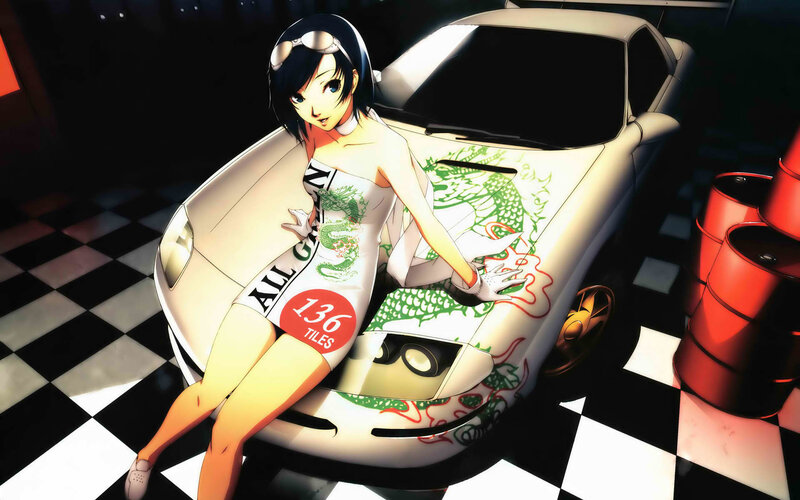 anime girl with race car