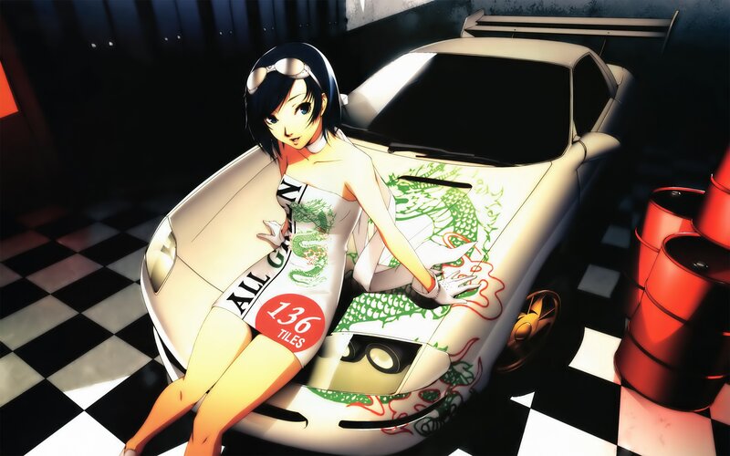 anime girl with race car