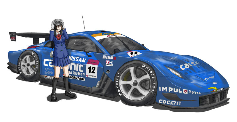 anime girl with race car
