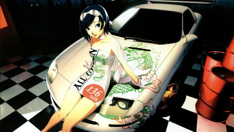 anime girl with racing car