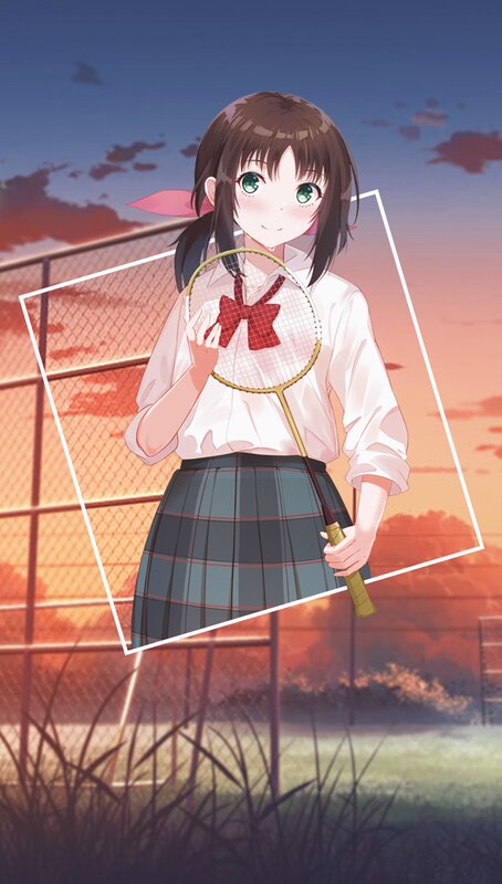 Anime Girl with Racket — Blue