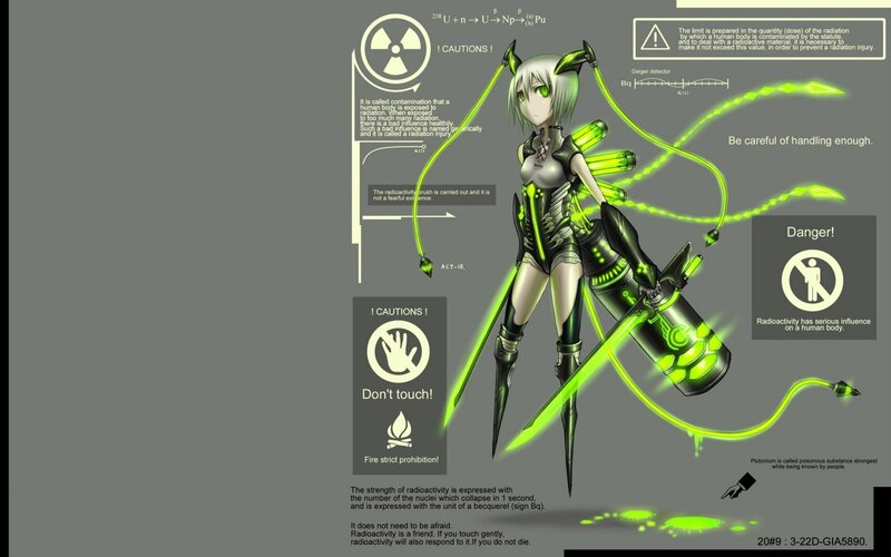 Anime Girl with Radiation Theme — Gray
