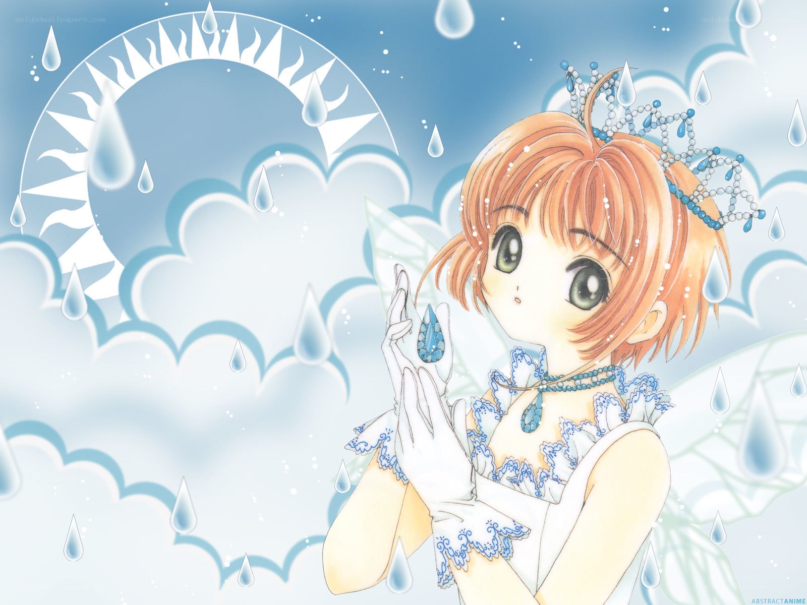 anime girl with rain crown