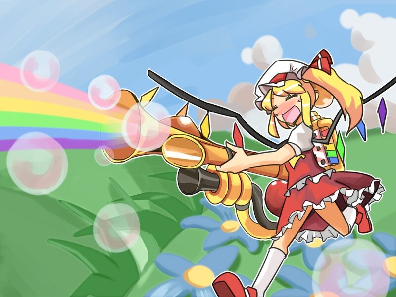 Anime girl with rainbow cannon