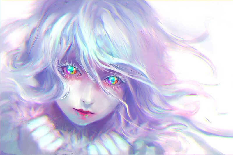 Anime Girl with Rainbow Eyes