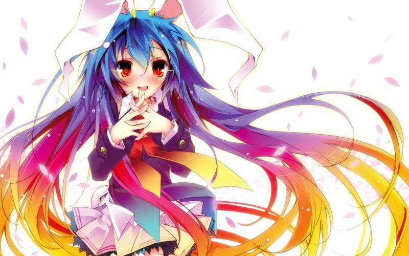 anime girl with rainbow hair