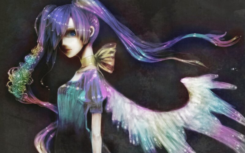 Anime girl with rainbow hair