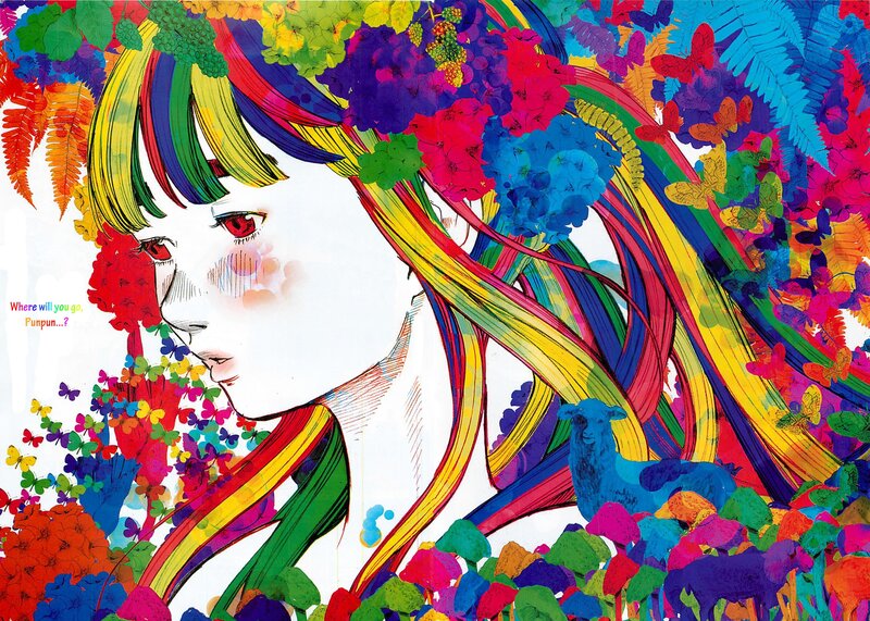 Anime Girl with Rainbow Hair — Colorful