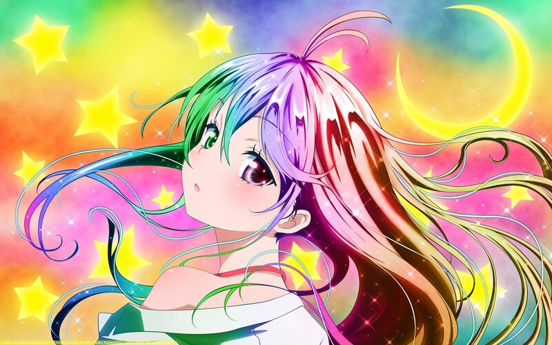 Anime Girl with Rainbow Hair — Pink, Dreamy, Night