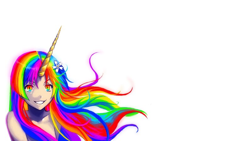 Anime Girl with Rainbow Hair — Playful, Digital Art