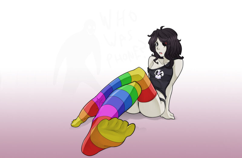 Anime Girl with Rainbow Legs — White