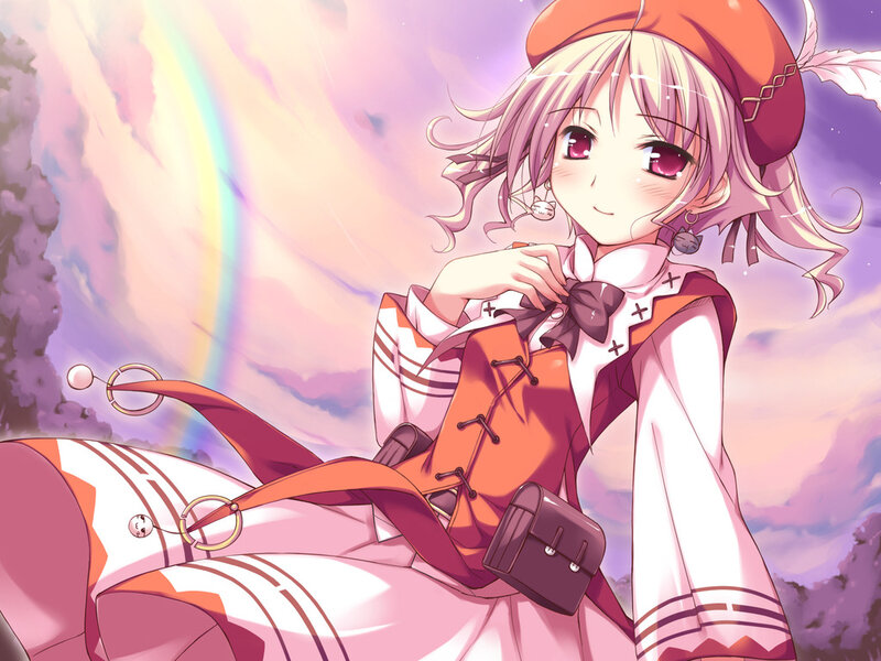Anime Girl with Rainbow — Pink
