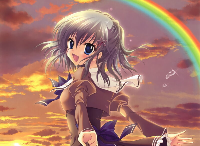 Anime Girl with Rainbow — Purple