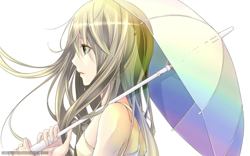 anime girl with rainbow umbrella