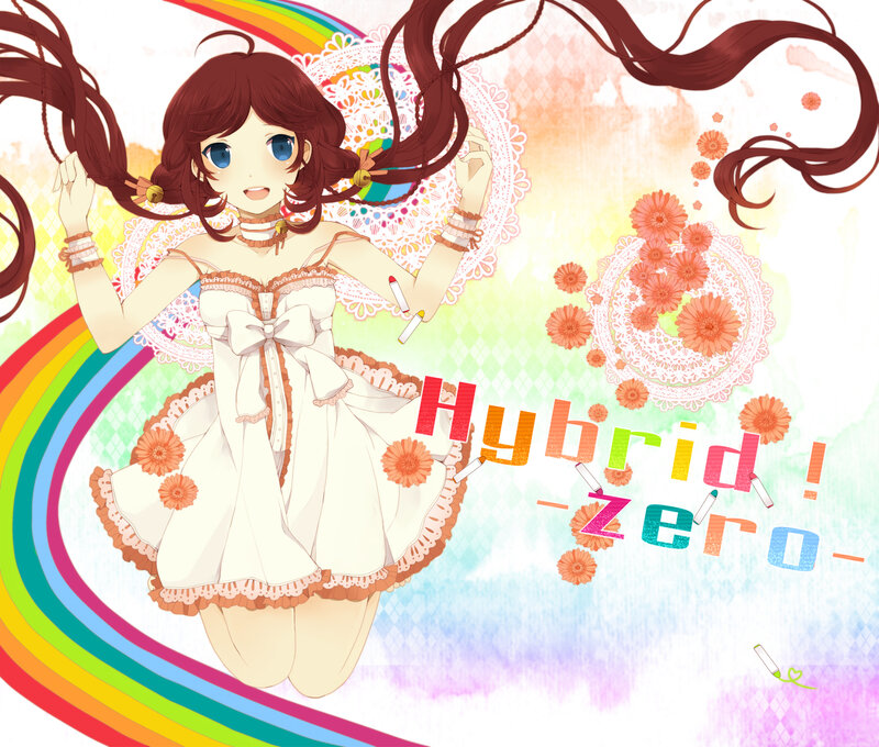 Anime Girl with Rainbow — White