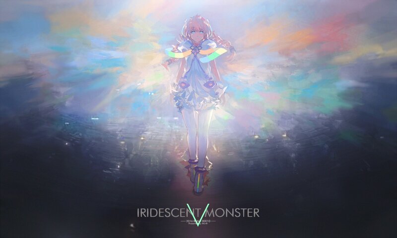 Anime Girl with Rainbow Wings — Blue