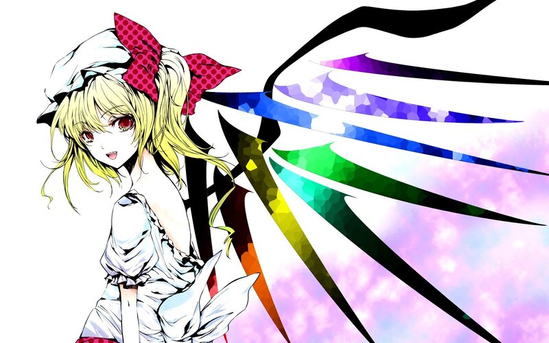 anime girl with rainbow wings