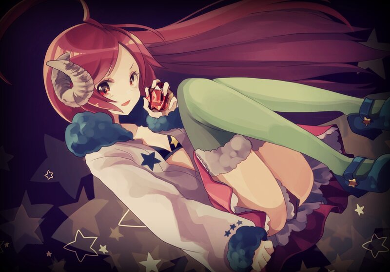 Anime girl with ram horns