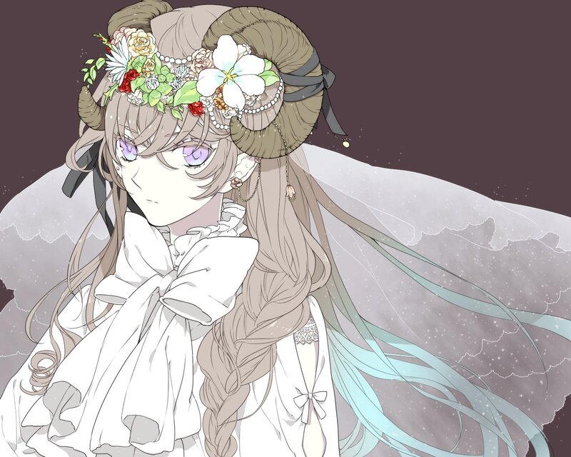 anime girl with ram horns
