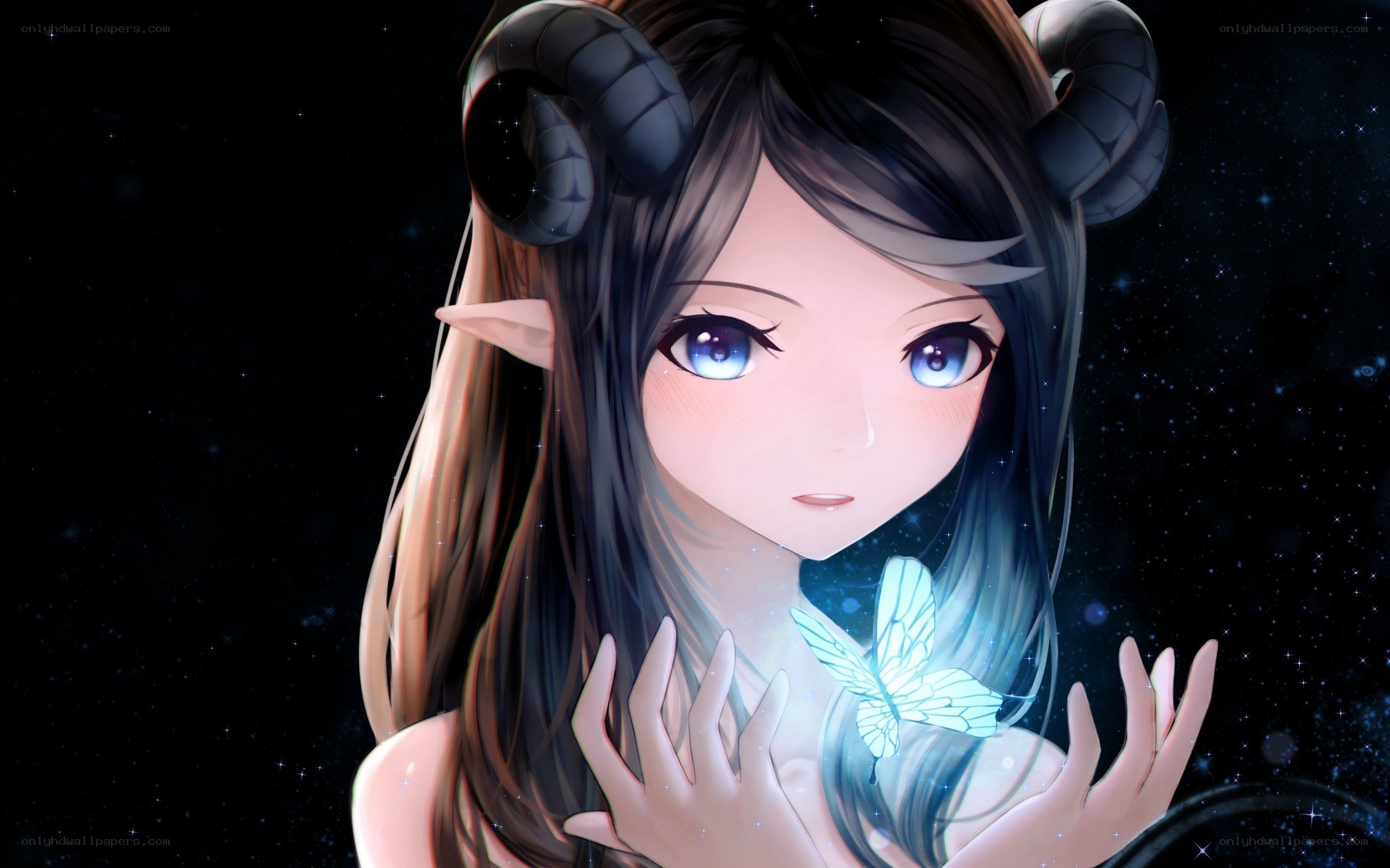 anime girl with ram horns