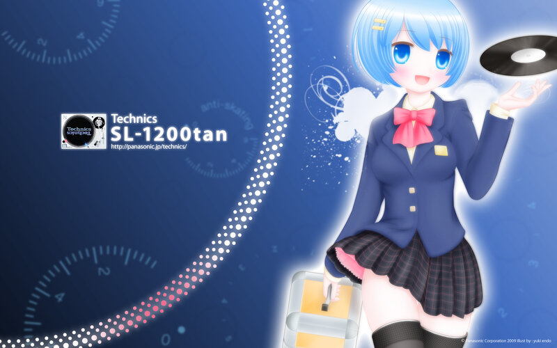 Anime Girl with Record — Blue