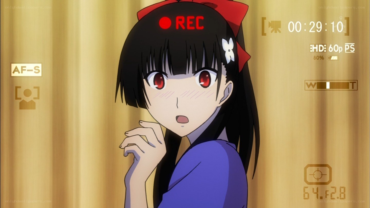 anime girl with recording overlay