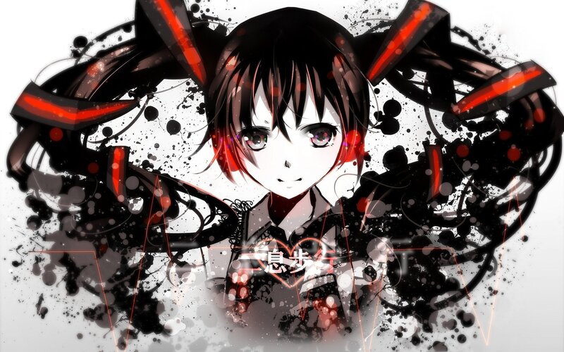 anime girl with red accents