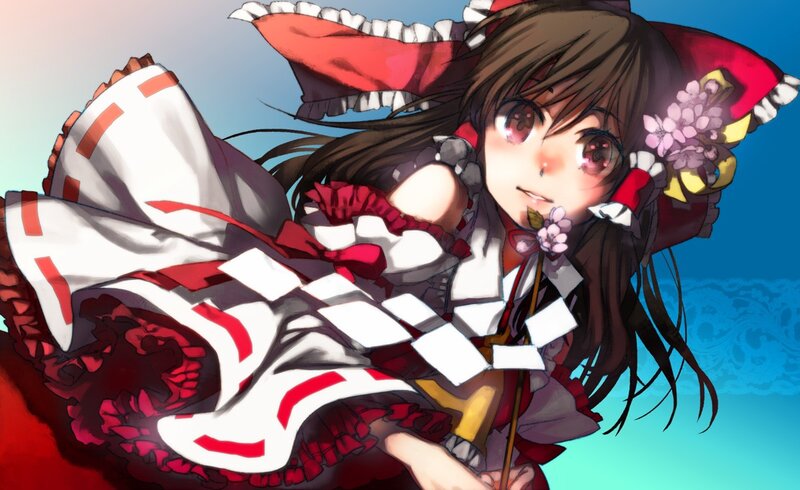 anime girl with red and white dress