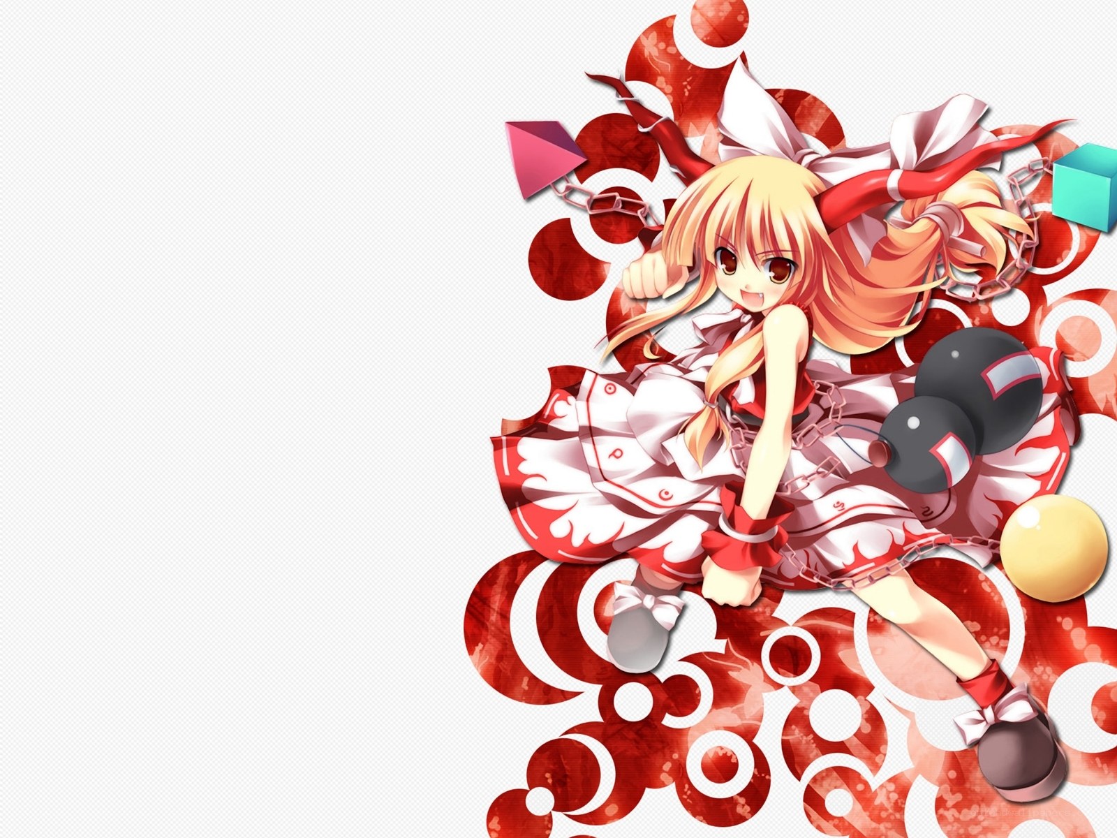 anime girl with red and white dress