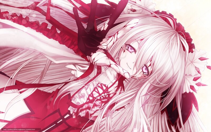 anime girl with red and white wings