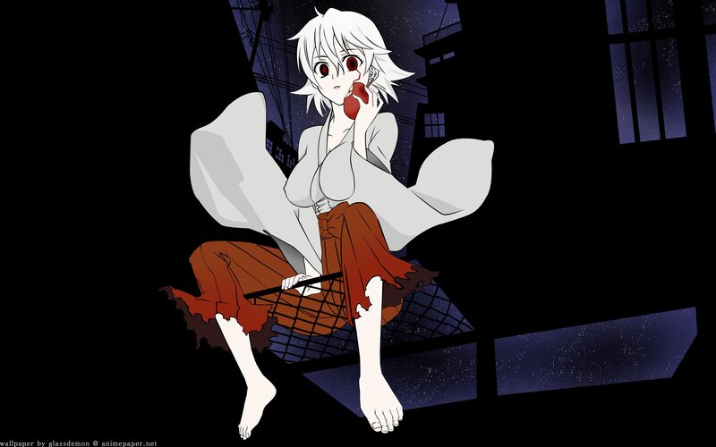anime girl with red apple