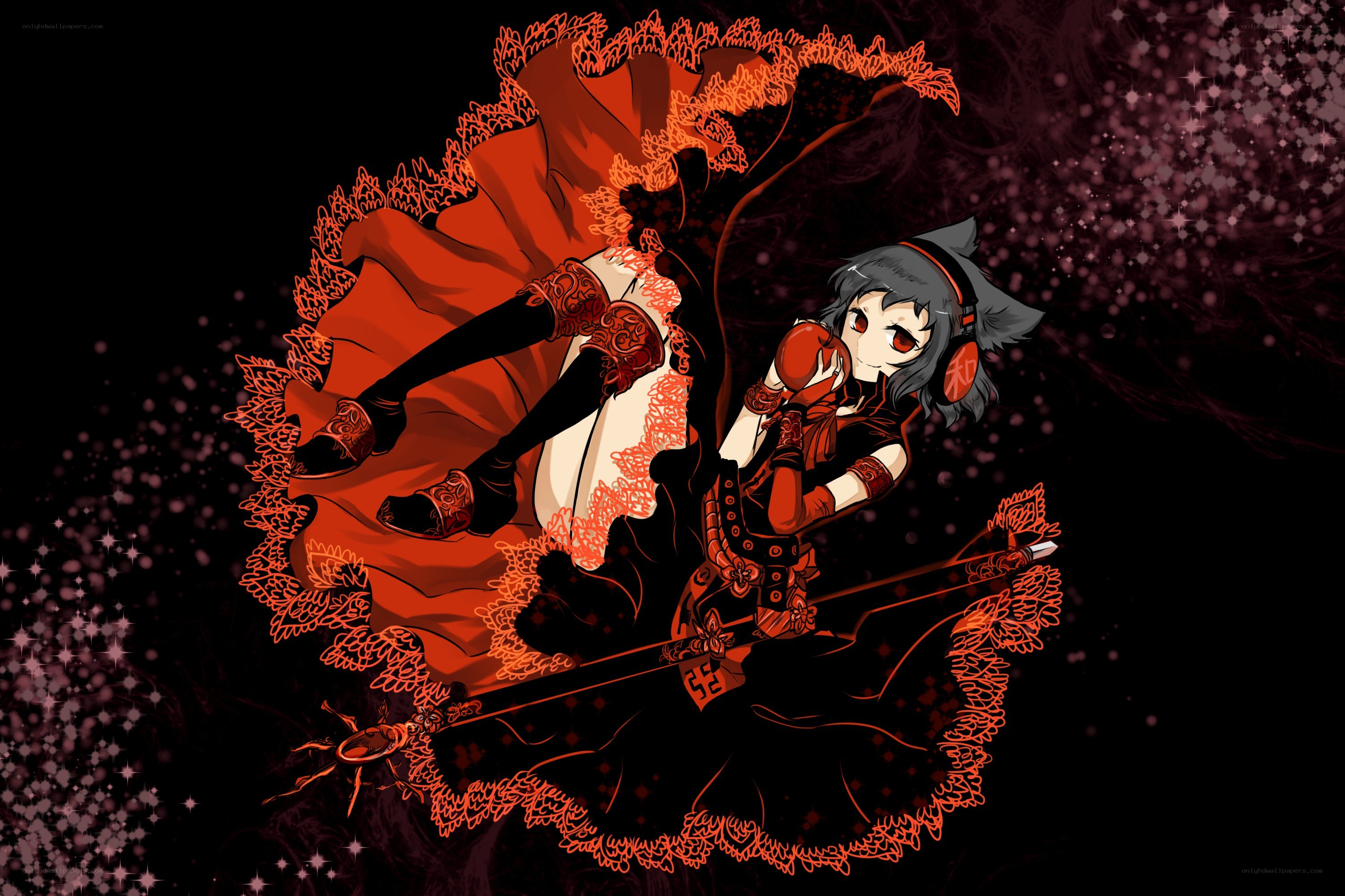 anime girl with red apple