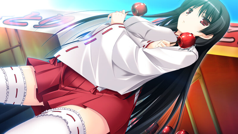 Anime Girl with Red Apples — White