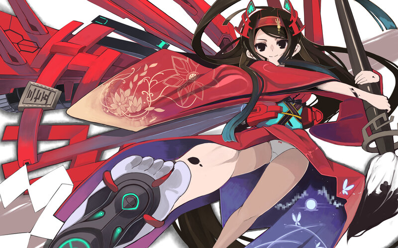 anime girl with red armor