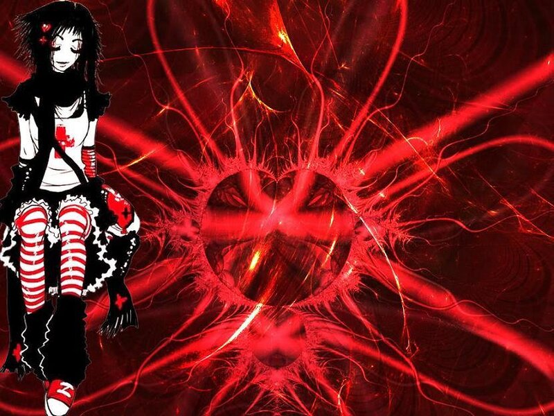 Anime Girl with Red Background — Dramatic