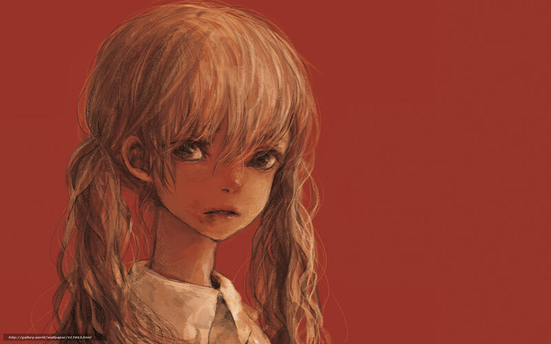 anime girl with red background