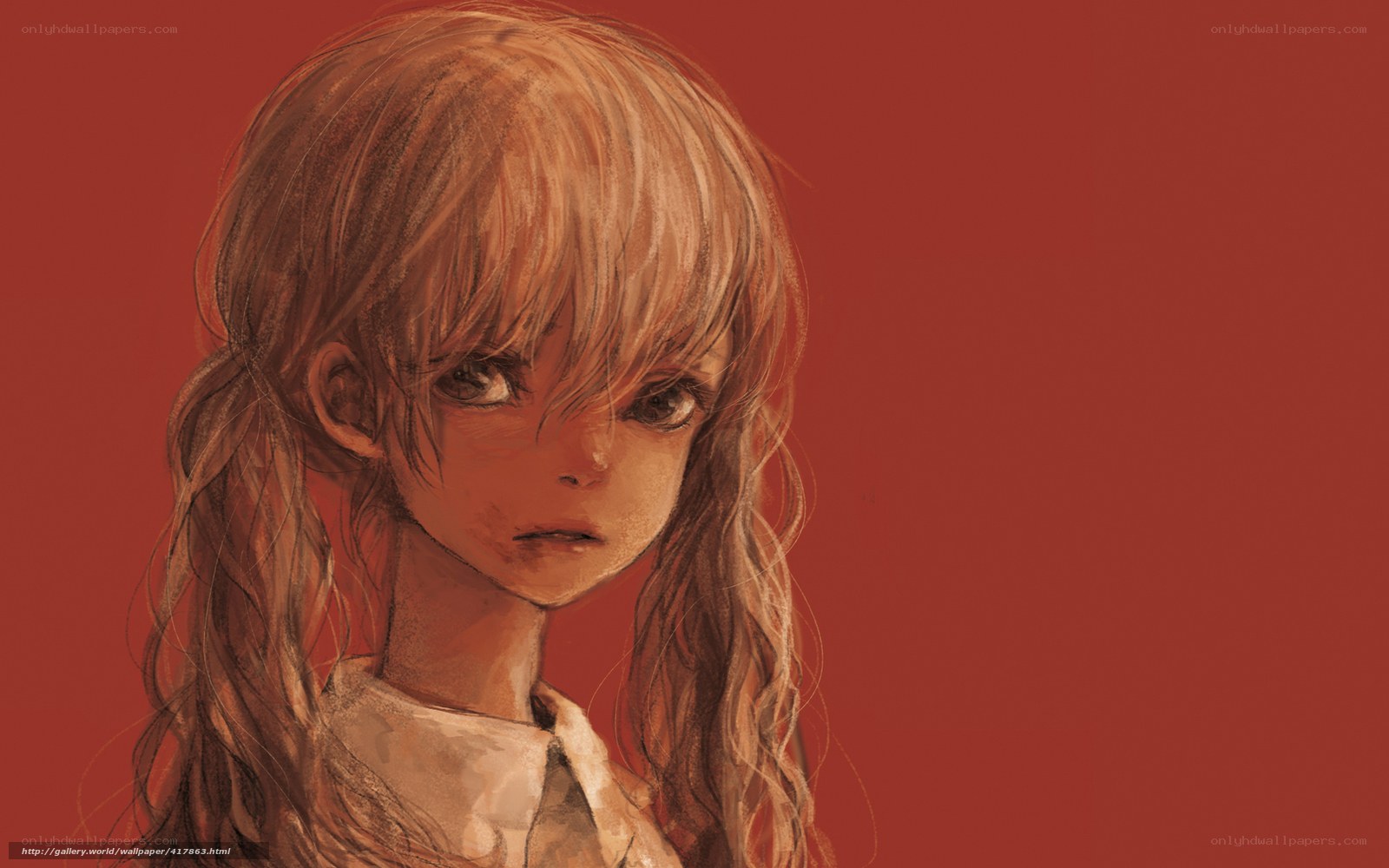 anime girl with red background